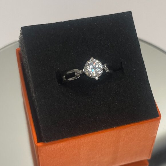 Brilliant Round Moissanite Ring 925 Sterling Silver Size 5
